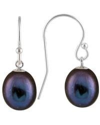 Splendid - Rhodium Plated Silver 7-8mm Pearl Drop Earrings - Lyst