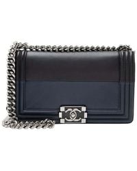 CHANEL - Black Bicolor Calfskin Old Medium Boy Bag (authentic Pre-loved) - Lyst