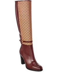 Gucci GG Canvas & Leather Knee High Boot - Red