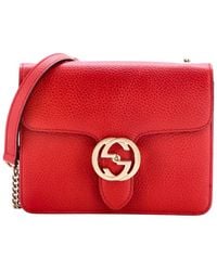 Gucci - Leather Interlocking Shoulder Bag Small (Authentic Pre-Loved) - Lyst