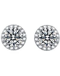 Genevive Jewelry - Silver Cz Studs - Lyst