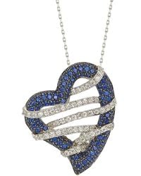 Suzy Levian - 18k & Silver 1.02 Ct. Tw. Sapphire Heart Necklace - Lyst