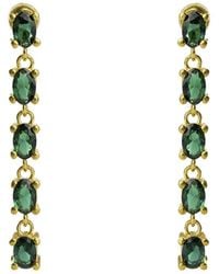 Ebru Jewelry - Plated Lab-Grown Emerald Drop Down Earrings - Lyst