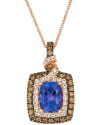Le Vian - Le Vian Blueberry Tanzanite 14k Rose Gold 2.95 Ct. Tw. Diamond & Sapphire Drop Pendant Necklace - Lyst