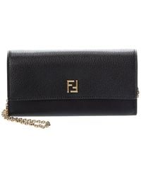 Fendi - Ff Leather Continental Wallet On Chain - Lyst