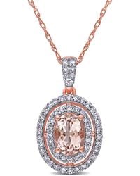 Rina Limor - 14k Rose Gold 0.98 Ct. Tw. Diamond & Morganite Halo Necklace - Lyst