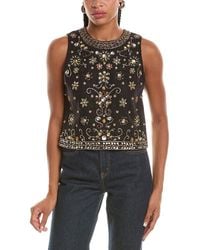Alice + Olivia - Amal Embellished Linen Boxy Tank Top - Lyst