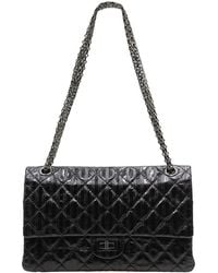 CHANEL - Striped Black Lambskin Leather Reissue 2.55 Flap Bag (authentic Pre- Loved) - Lyst