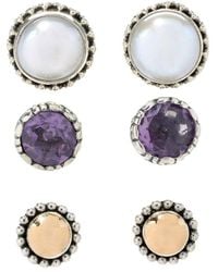 Samuel B. - 18k & Silver 1.50 Ct. Tw. Amethyst & Pearl Studs - Lyst