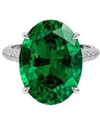 VOWE - 14K 11.00 Ct. Tw. Lab-Grown Diamond & Lab-Grown Emerald Ring - Lyst