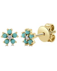 Sabrina Designs - 14k 0.22 Ct. Tw. Diamond & Turquoise Flower Studs - Lyst