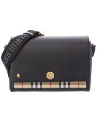 Burberry - Note Medium Check Canvas & Leather Shoulder Bag (Authentic Pre-Loved) - Lyst