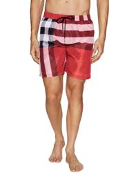 red burberry swim trunks