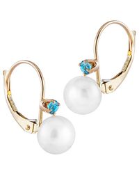 Splendid - 14k 0.10 Ct. Tw. Swiss Blue Topaz & 7-7.5mm Pearl Earrings - Lyst