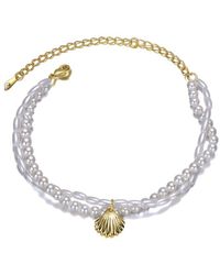 Rachel Glauber - 14k Plated 4mm Pearl Cz Ankle Bracelet - Lyst