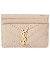 Saint Laurent - Monogram Matelasse Leather Card Holder - Lyst