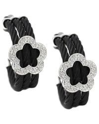 Diamond Select Cuts - Steel 0.09 Ct. Tw. Diamond Cable Earrings - Lyst