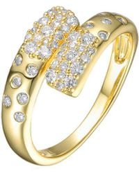 Genevive Jewelry - 14k Over Silver Cz Clear Wide Band Ring - Lyst