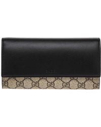 Gucci - Gg Supreme Canvas & Leather Long Wallet - Lyst