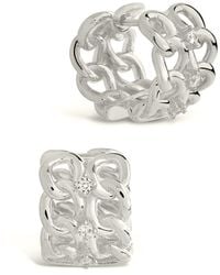Sterling Forever - Rhodium Plated Chain Link Huggie Hoops - Lyst