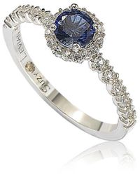 Suzy Levian - Silver 0.02 Ct. Tw. Diamond & Sapphire Half-eternity Ring - Lyst