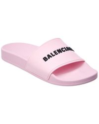 Balenciaga Logo Pool Rubber Slide - Pink