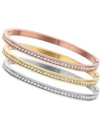 Liv Oliver - 18k Plated Cz Stackable Bangle Bracelet Set - Lyst