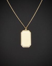 Italian Gold - 14k Rectangular Border Plaque Pendant Adjustable Length Necklace - Lyst