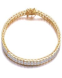 Genevive Jewelry - 14k Over Silver Cz Square Tennis Bracelet - Lyst