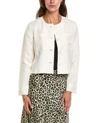 Anne Klein - Button Front Linen-Blend Jacket - Lyst
