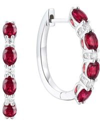 Gregg Ruth - 18K 2.17 Ct. Tw. Diamond & Ruby Huggie Earring - Lyst