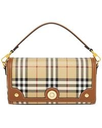 Burberry - Check Canvas & Leather Shoulder Bag - Lyst