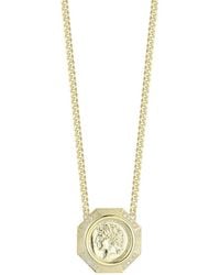 Chloe and Madison - 14k Over Silver Cz Bold Coin Necklace - Lyst
