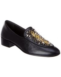 Giuseppe Zanotti Crystal Leather Loafer - Black