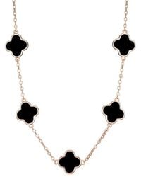 Adornia - 14K Rose Plated Clover Station Necklace - Lyst