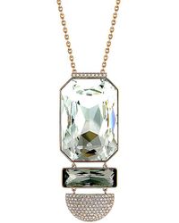 Swarovski Crystal Rose Gold Plated Stainless Steel Necklace - Metallic