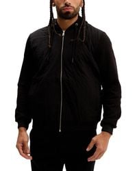 Ron Tomson - Mixed-Media Zippered Hooded Jacket - Lyst