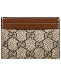 Gucci - Gg Supreme Canvas & Leather Card Case - Lyst