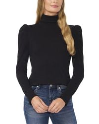 Cece - Rib Knit Puff Sleeve Turtleneck Top - Lyst