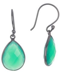 Adornia - Rhodium Plated 7.00 Ct. Tw. Green Onyx Drop Earrings - Lyst