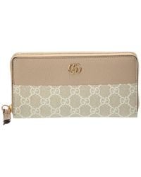 Gucci - Gg Marmont Gg Supreme Canvas & Leather Zip Around Wallet - Lyst