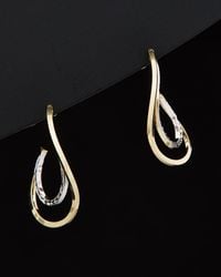 Italian Gold - 14k Two-tone Polished & Diamond Cut Graduated Double Open Hoops - Lyst