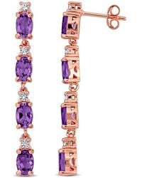 Rina Limor - 18K Rose Plated 3.60 Ct. Tw. Amethyst & Topaz Earrings - Lyst