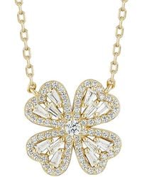 Glaze Jewelry - 14K Plated Cz Clover Necklace - Lyst
