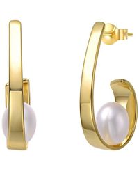 Genevive Jewelry - 14k Over Silver 7.5mm Pearl Hoops - Lyst