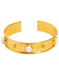 Ebru Jewelry - Pearl Collection Plated 0.3In Pearl Cuff Bracelet - Lyst