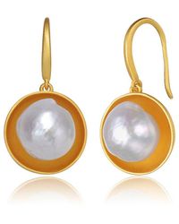 Genevive Jewelry - 14k Over Silver 10.5-10.5mm Pearl Earrings - Lyst