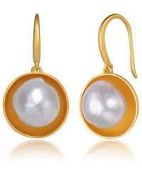 Genevive Jewelry - 14k Over Silver 10.5-10.5mm Pearl Earrings - Lyst