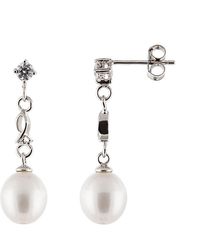Splendid - Silver 7.5-8mm Freshwater Pearl Earrings - Lyst