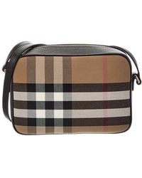 Burberry - Check Canvas & Leather Shoulder Bag - Lyst